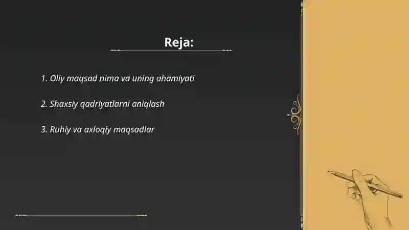 Oliy maqsadlar bilan yashash 2