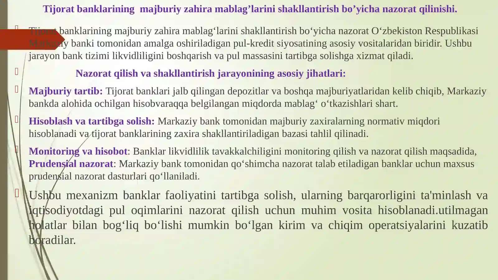 Markaziybankning nazorat sohasidagi ustuvor yo'nalishlarni belgilashi 2