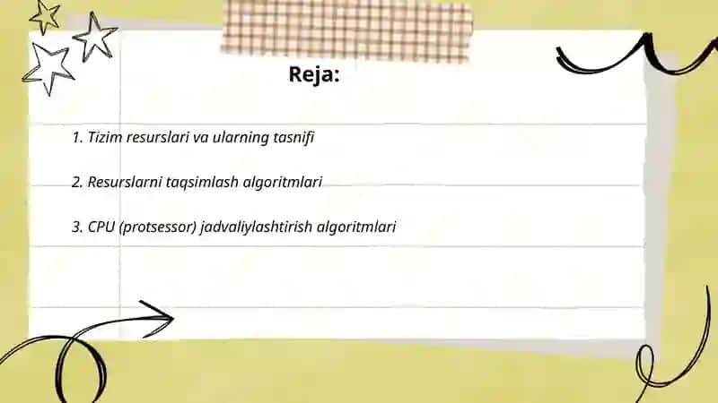 Tizim resurslarini samarali boshqarish va ularning taqsimoti 2