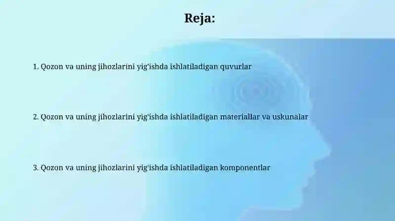 Qozon va uning jihozlarini yig'ishda ishlatiladigan materiallar va uskunalar 2