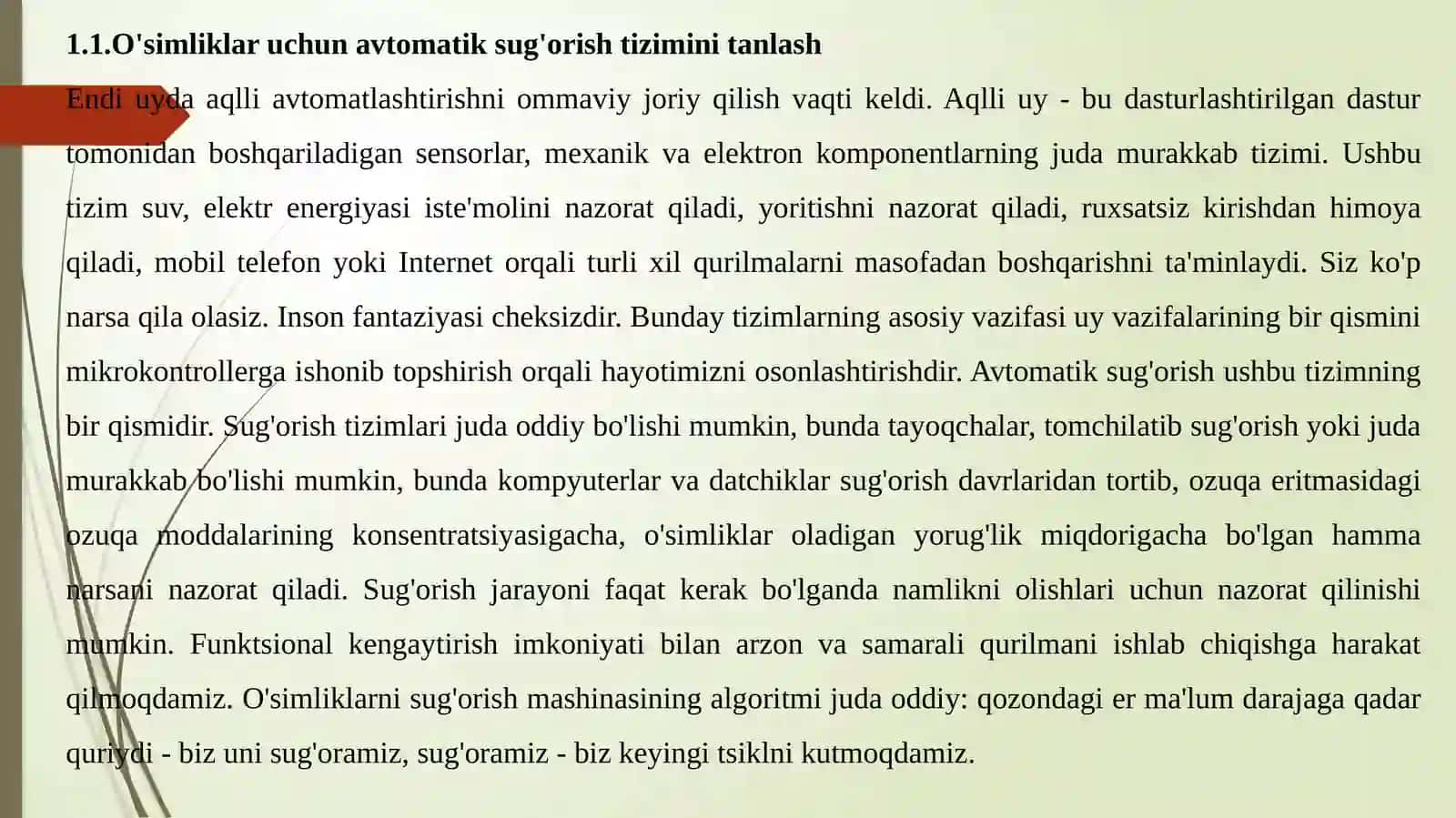 O'simliklar uchun avtomatik suv qorish avtomatlashtirish dasturini ishlab chiqish 2