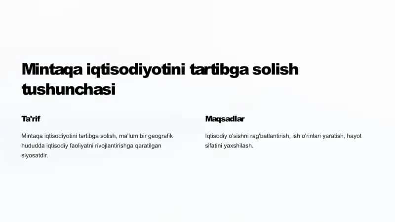 Mintaqa iqtisodiyotini tartibga solishning xorij tajribasi 2