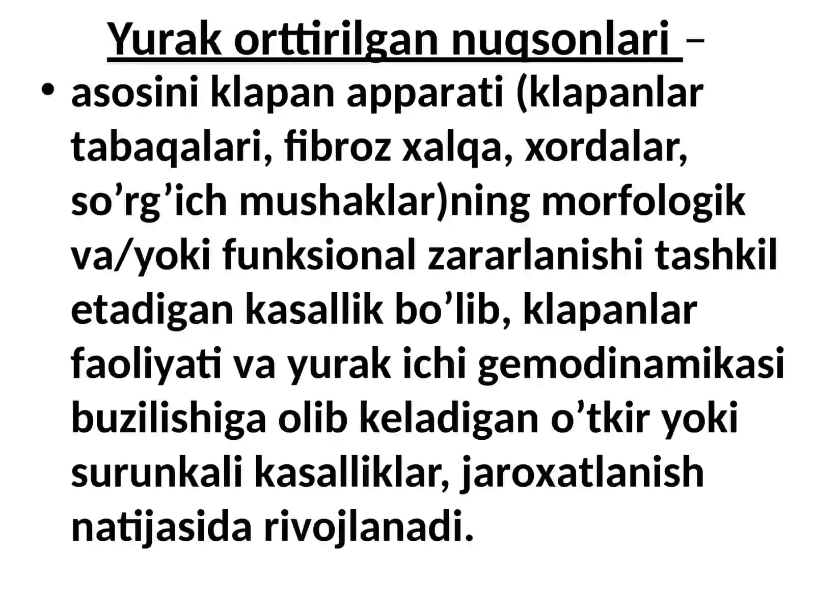 Yurak orttirilgan nuqsonlari 2