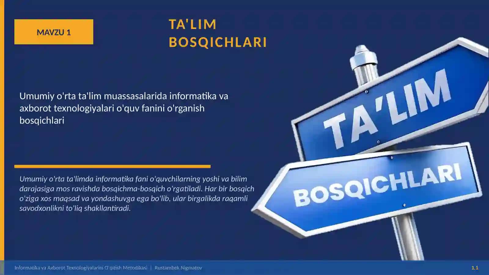 INFORMATIKA VA AXBOROT TEXNOLOGIYALARINI O'QITISH METODIKASI FANIDAN MUSTAQIL ISH 2