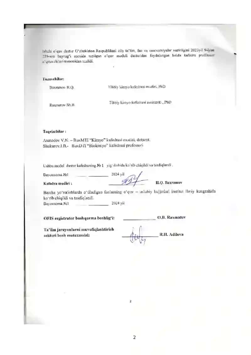 O’quv moduli o’qitilishi bo’yicha uslubiy ko’rsatmalar 2