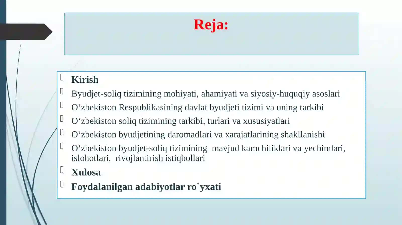 O`zbekistonning byudjet-soliq tizimi, uni tarkibi va xususiyatlari 2