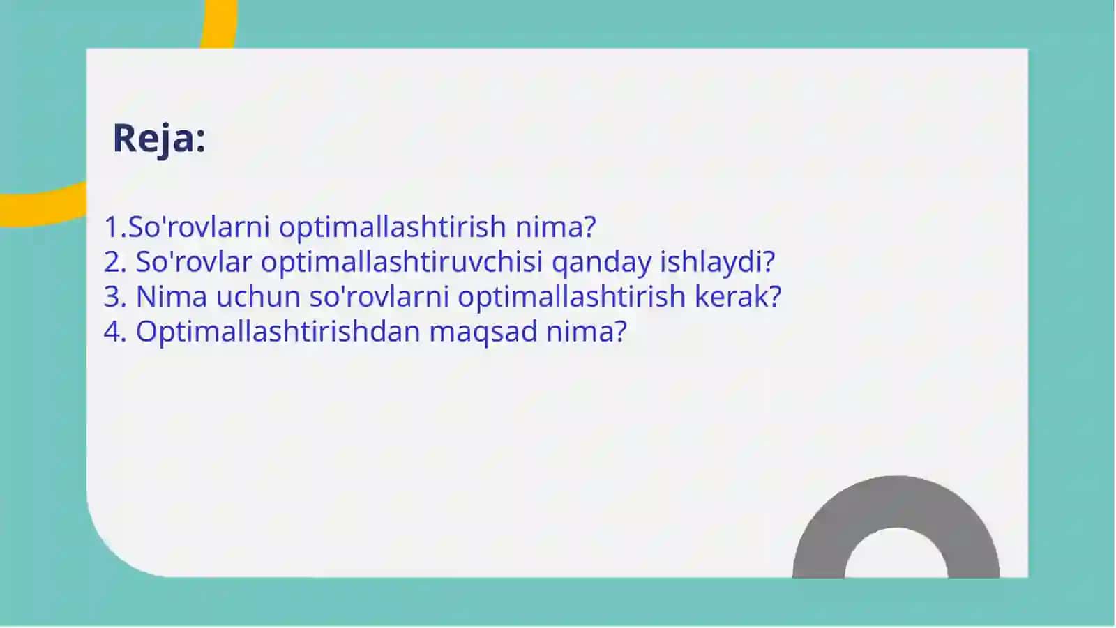 So’rovlarni optimallashtirish 2