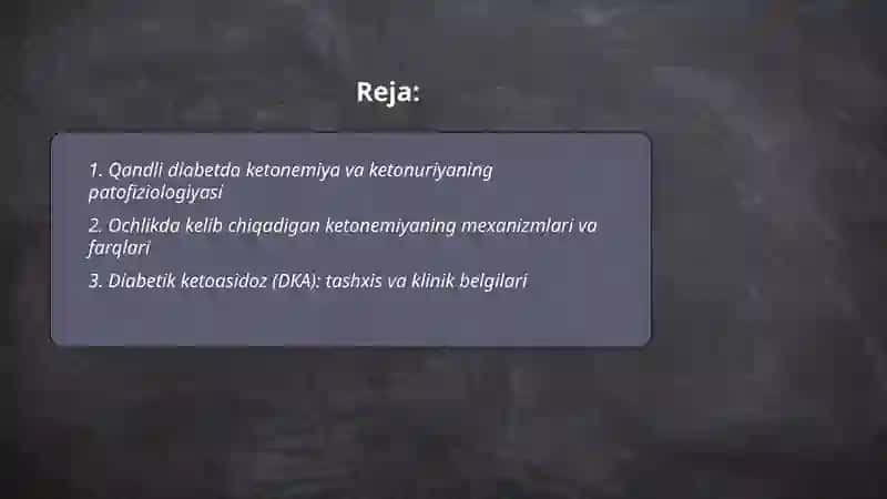 Qandli diabetda va ochlikda ketonuriya va ketonemiya 2