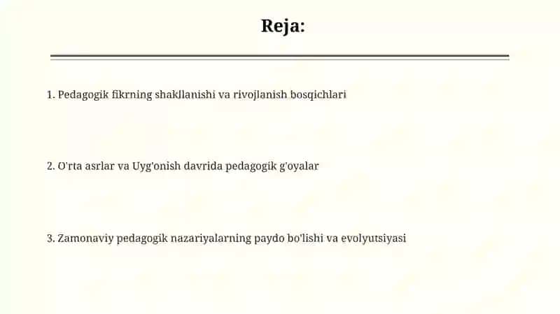Pedagogik fikrlar taraqqiyoti va tarixi 2