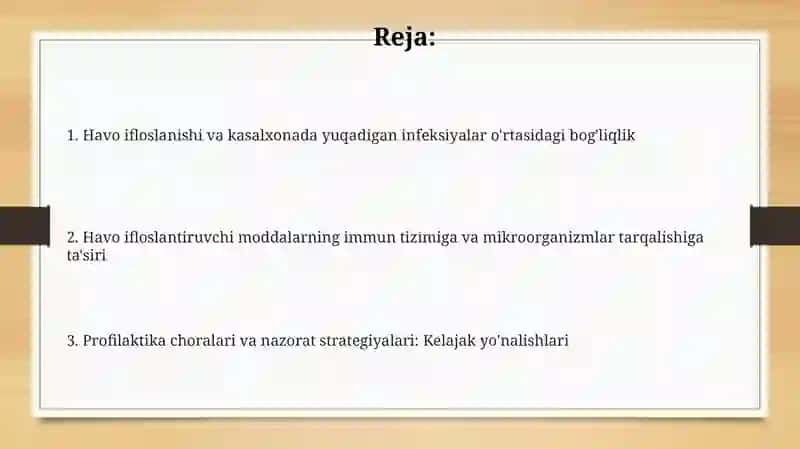 Havo ifloslanishi va kasalxonada yuqadigan infeksiyalar o'rtasidagi bog'liqlik 2