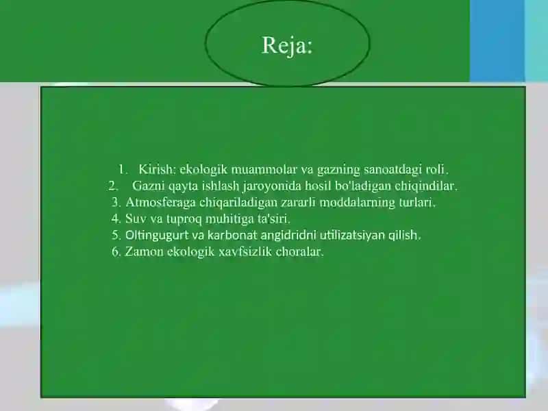 Gazning qayta ishlashning ekologik aspektlari 2