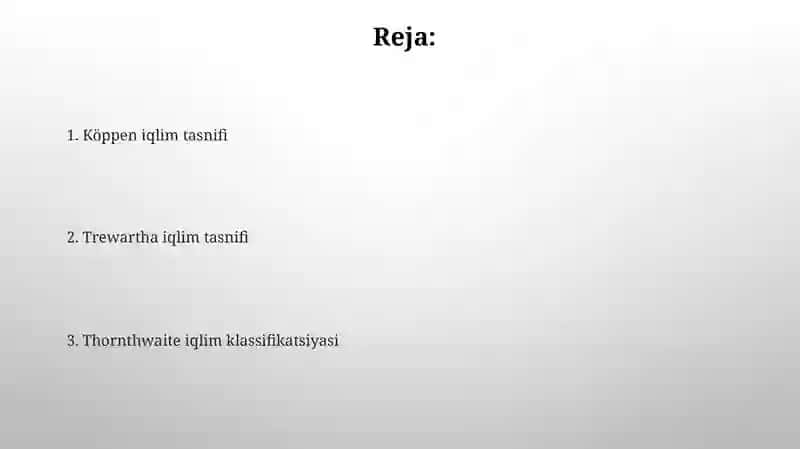 Iqlimning tasniflari 2