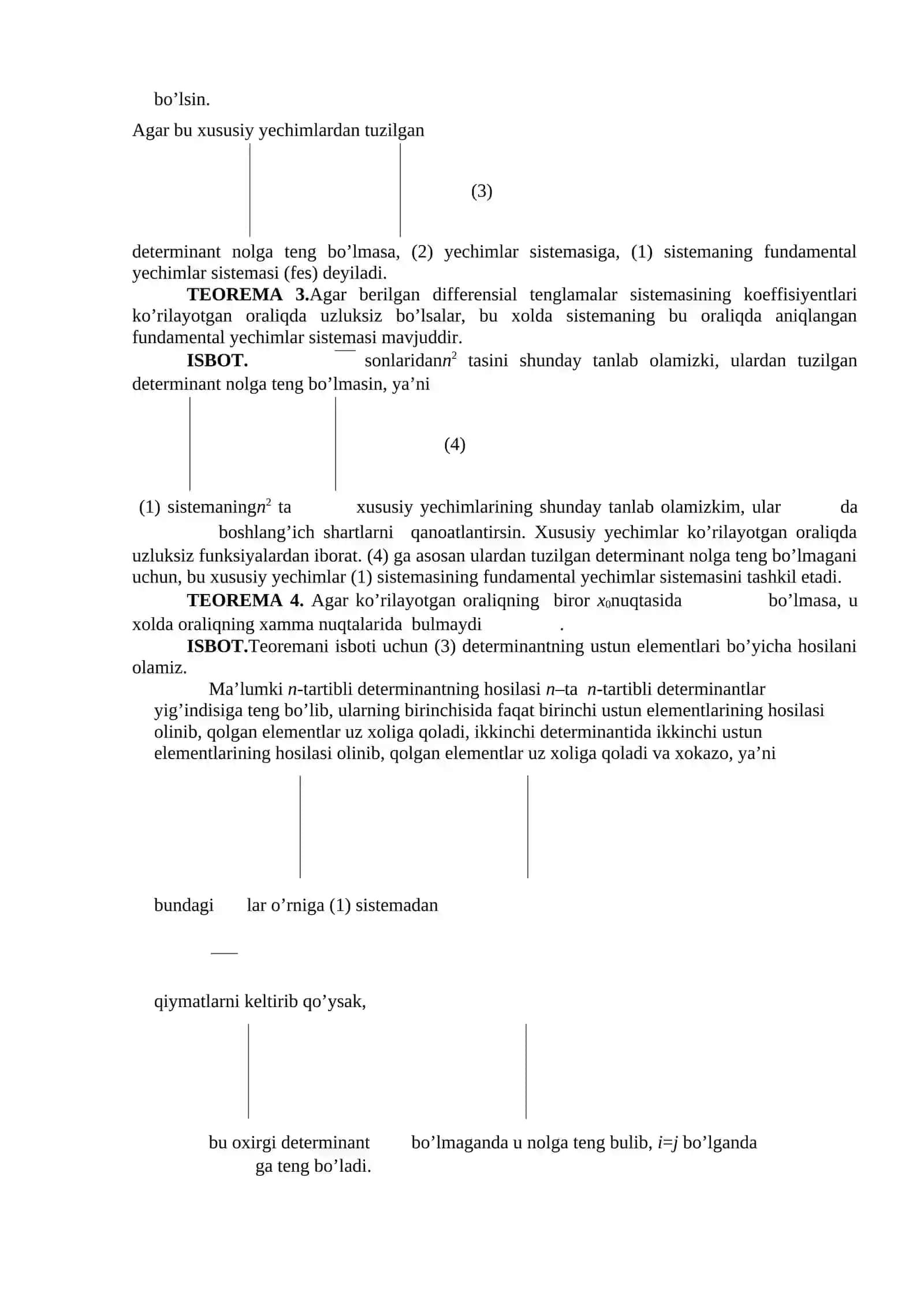 Bir jinsli chiziqli differenstial tenglamalar sistemasi. Ostrogradskiy-liuvill formulasi 2