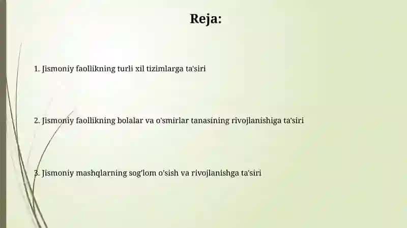 Jismoniy faoliyatning bolalar va o'smirlarning o'sish va rivojlanishiga ta'siri 2