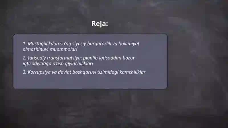 Mustaqillikdan so‘ng siyosiy barqarorlik va hokimiyat almashinuvi muammolari 2