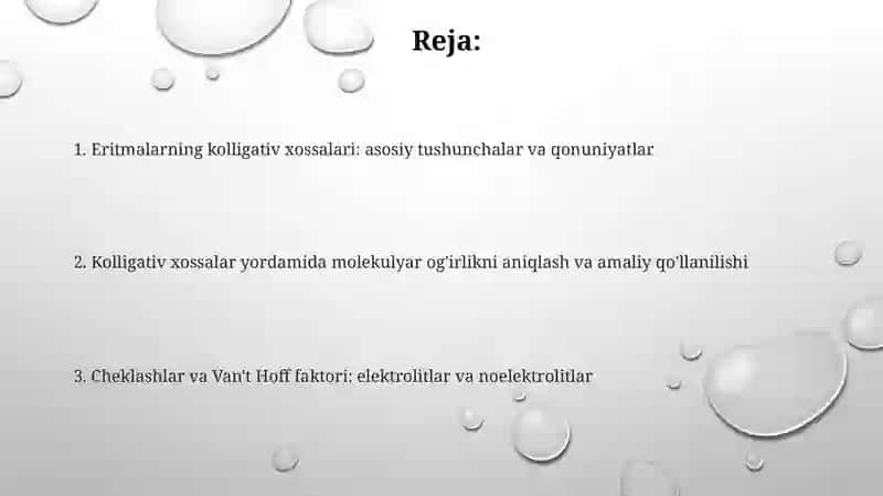 Eritmalarning kollegativ xossalari 2