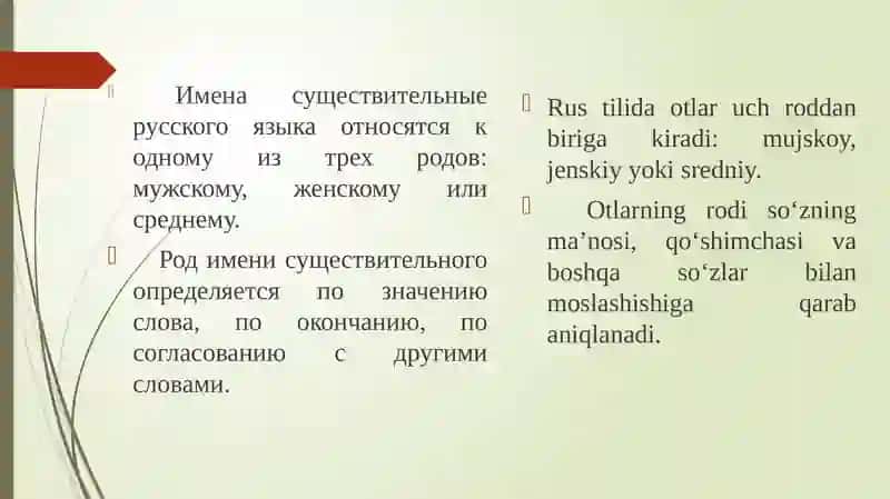 Грамматическая тема: Категория рода имён существительных (повторение)Учеба в Термезском университете экономики и сервиса 2