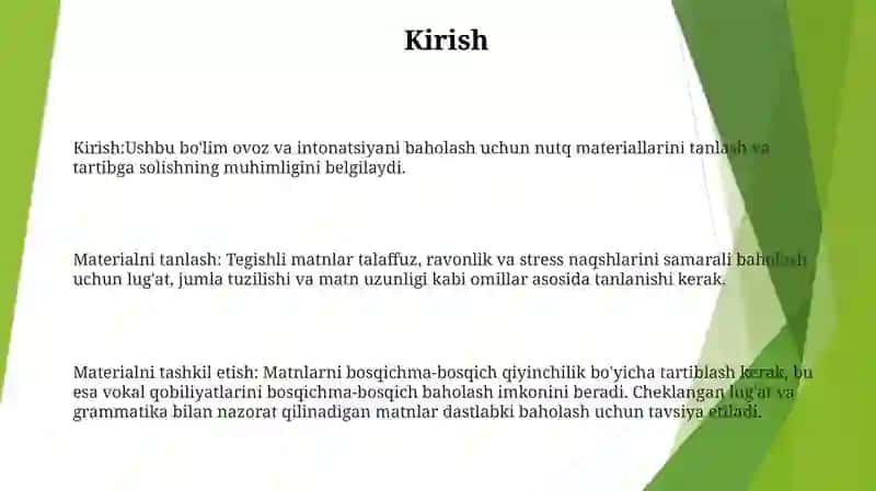Ovoz Va Intanasiyani Tekshirish Uchun Nutqiy Materiyallar Tanlash Va Tartibga Solish 2