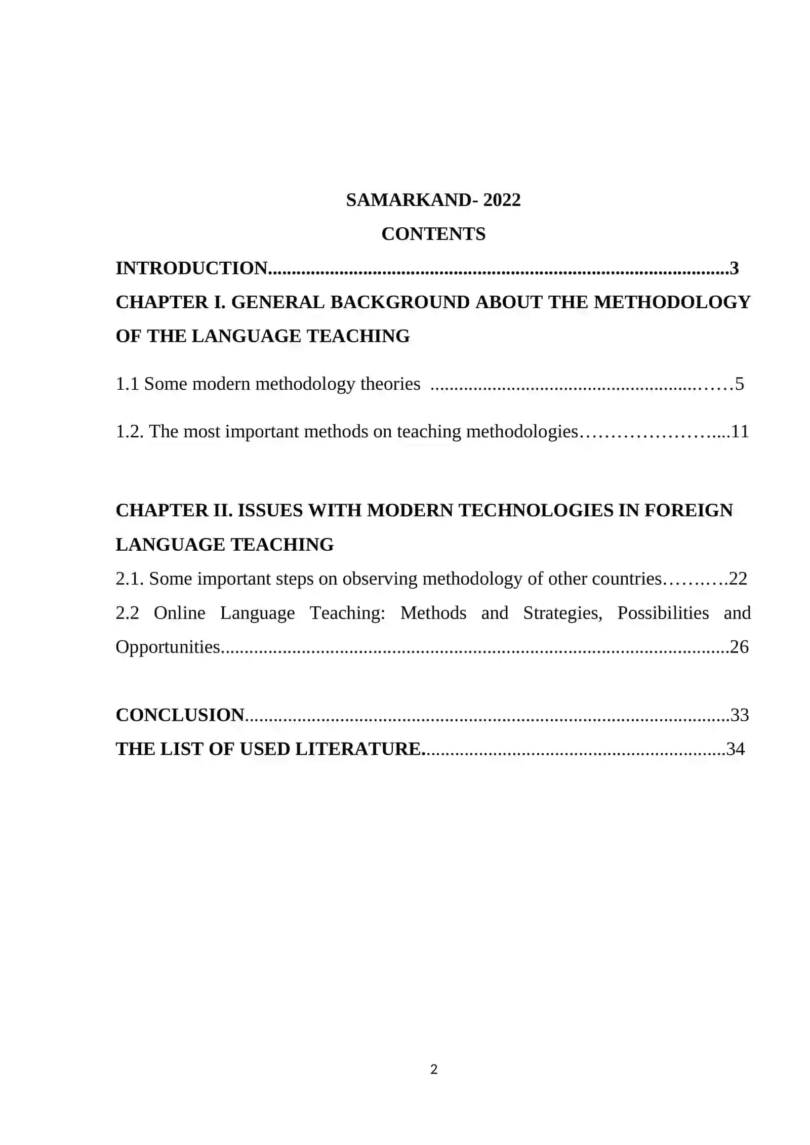 COURSE WORK: MODERN PROBLEMS IN THE METHODOLOGY OF TEACHING AND LEARNING A FOREIGN LANGUAGE REMOTELY 2