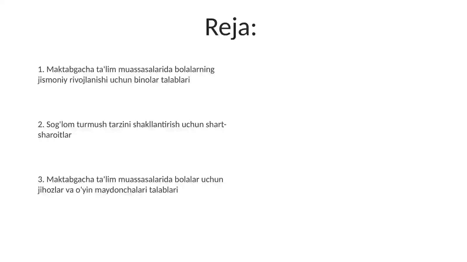 Maktabgacha taʼlim tashkilotlarida bolalarning jismoniy rivojlanishdagi qoʻyiladigan talablar 2