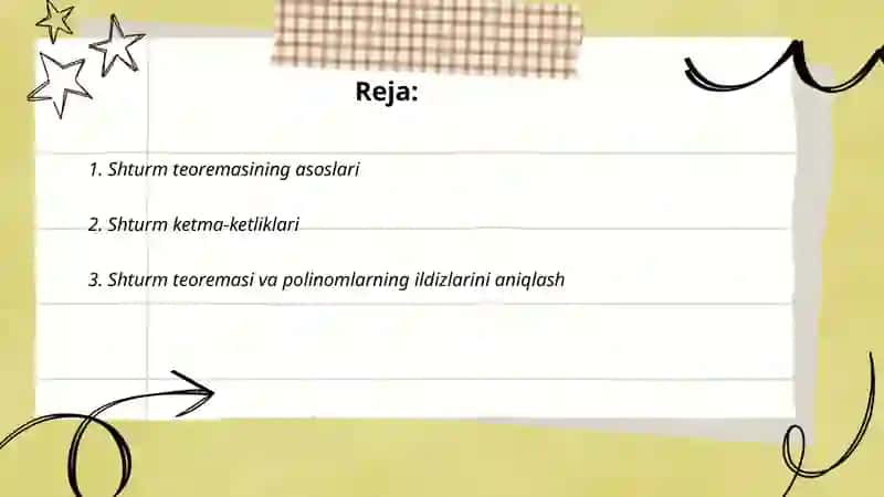 Shturm teoremasi va uning tadbiqlari 2
