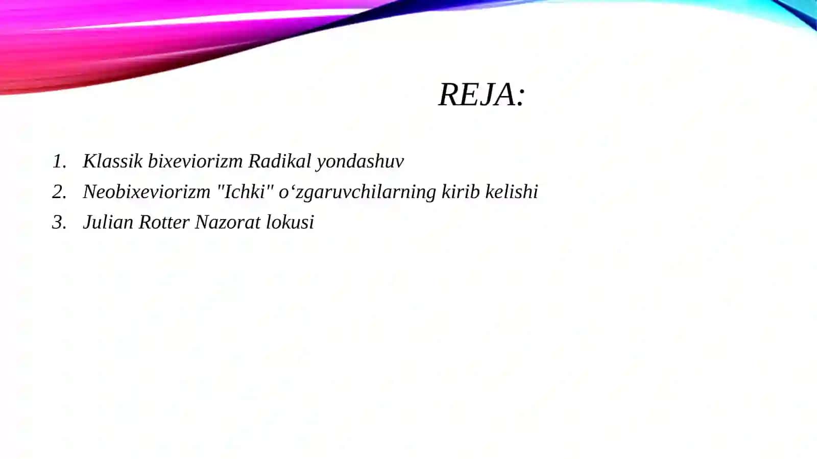 Bixeviorizm maktablarida shaxs nazariyalari 2