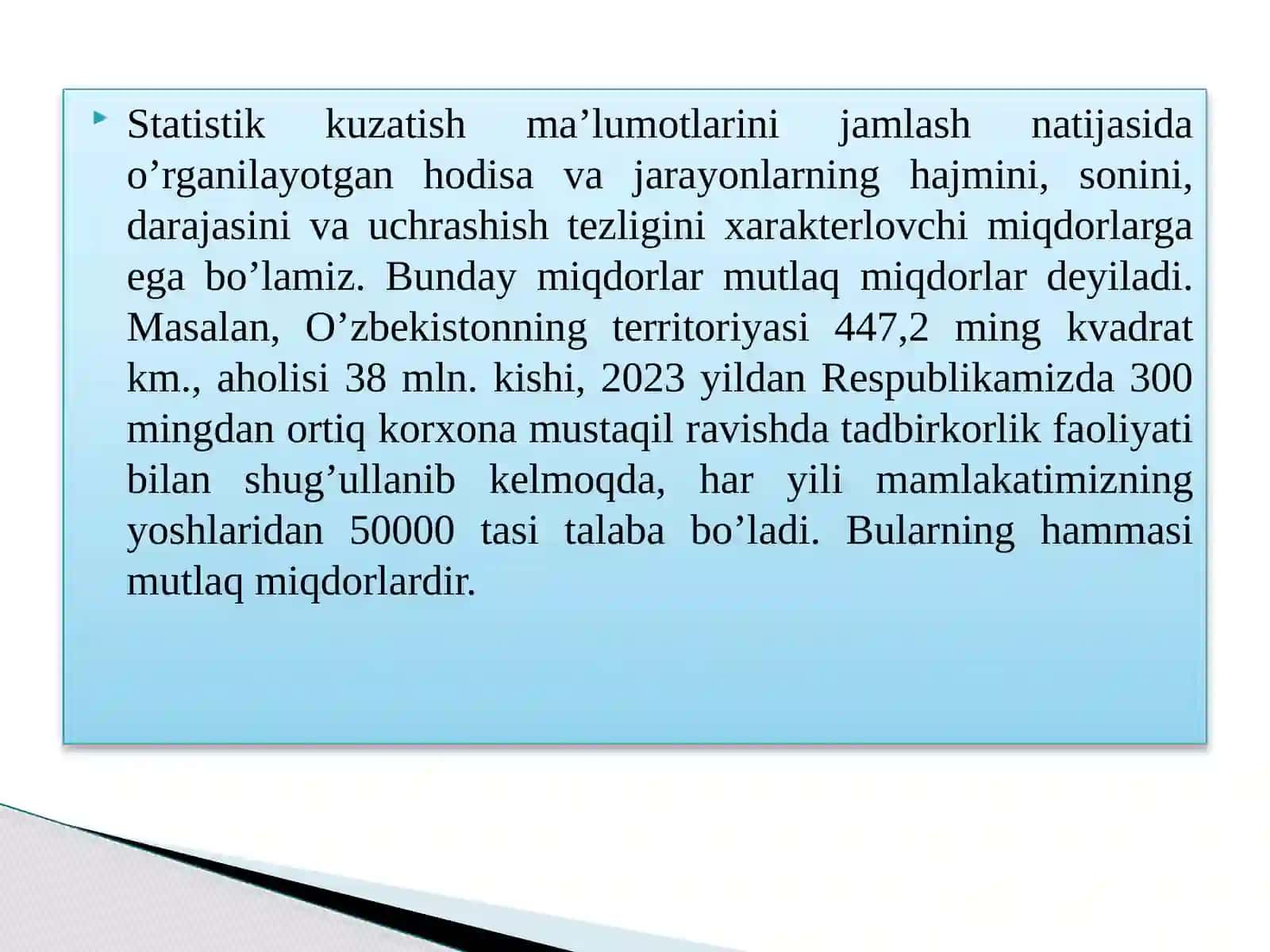 MUTLAQ VA NISBIY MIQDORLAR 2