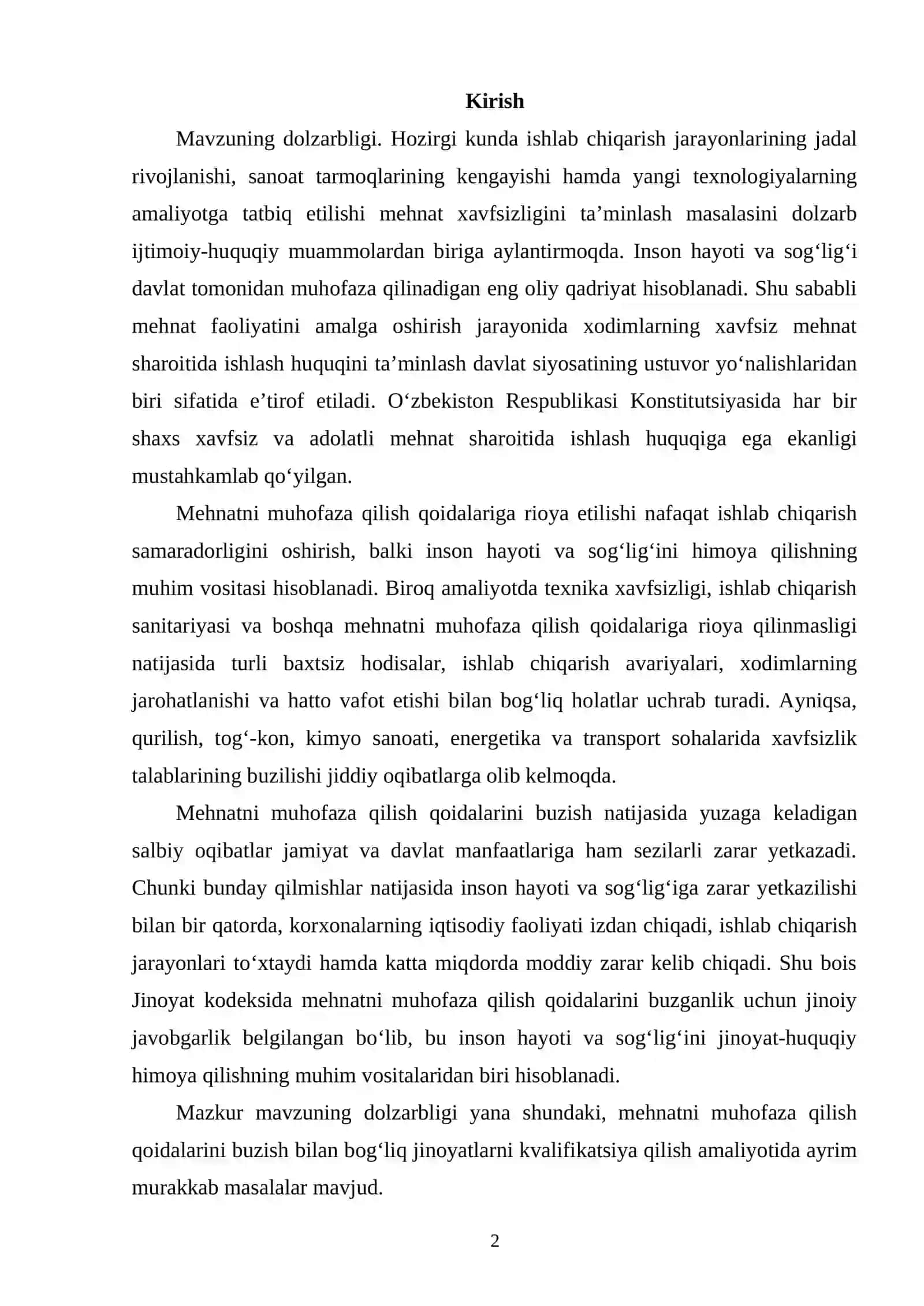 Mehnatni muhofaza qilish qoidalarini buzishning jinoiy-huquqiy xususiyatlari 26 2