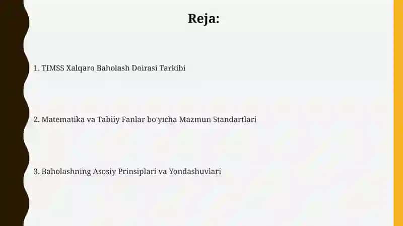 TIMSS XALQARO BAHOLASH DASTURI MAZMUNI 2