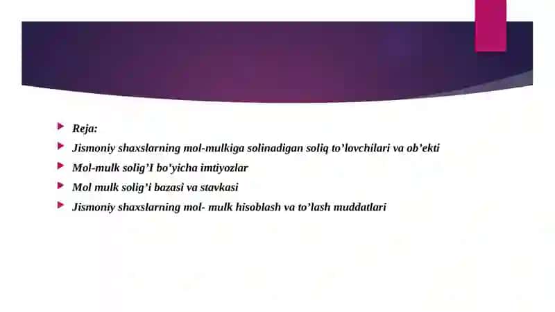 Jismoniy shaxslar yer mol-mulkiga solinadigan soliqlar 2