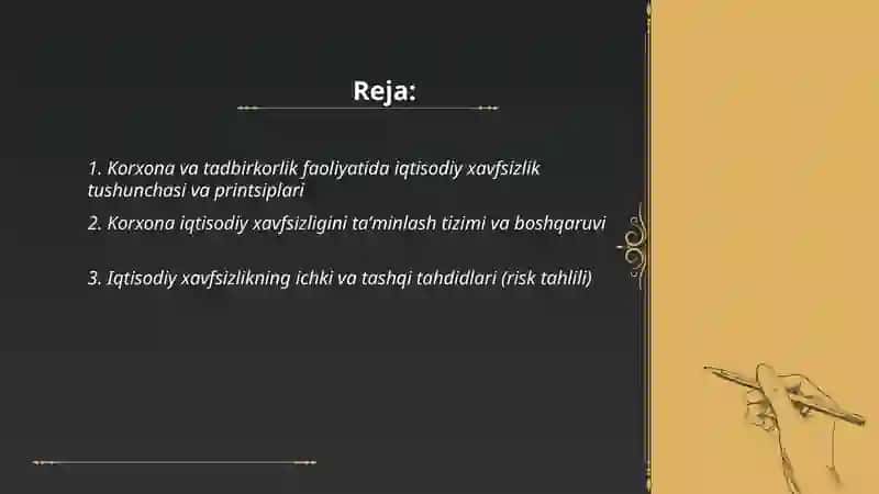 Korxona va tadbirkorlik faoliyati iqtisodiy xavfsizligi 2