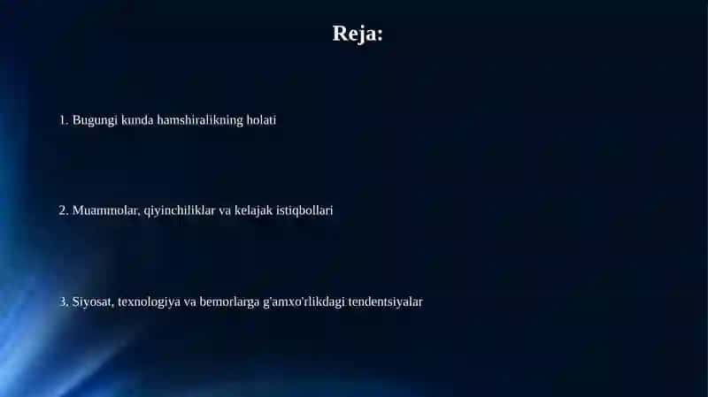 Hamshiralik ishining bugungi kundagi mavqei 2