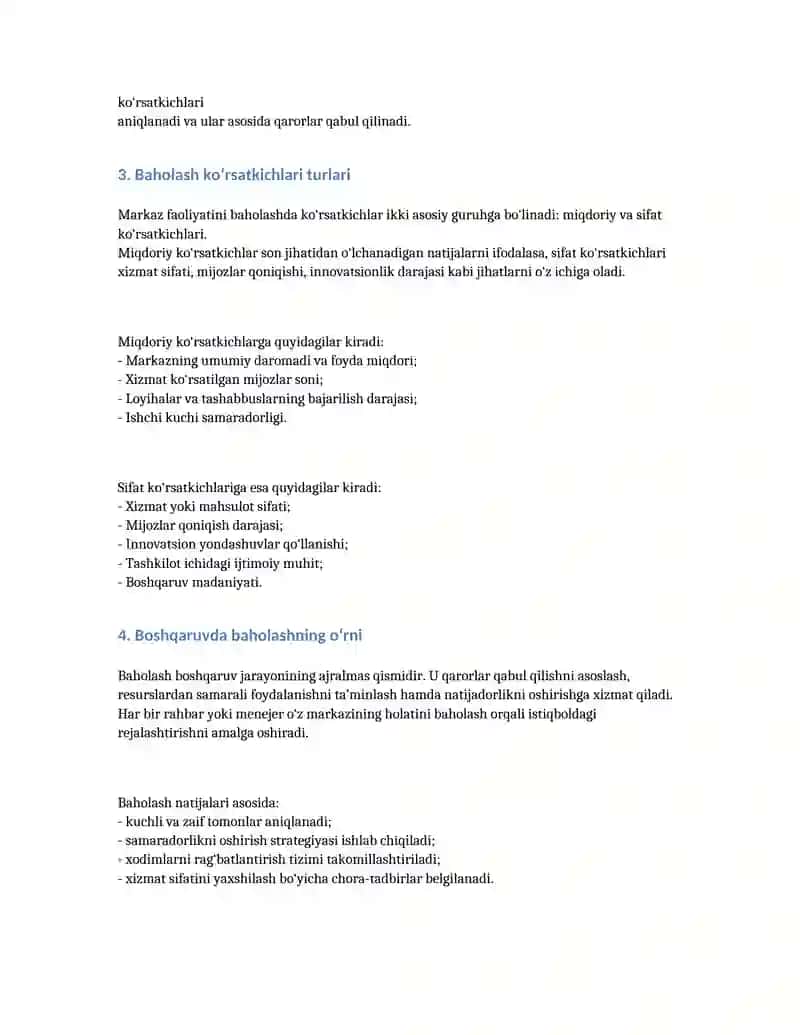 Markazlar faoliyatini baholash ko‘rsatkichlari 2