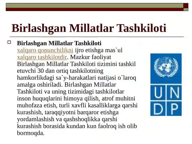 O'zbekistonning jahon hamjamiyatida tutgan o'rni 2