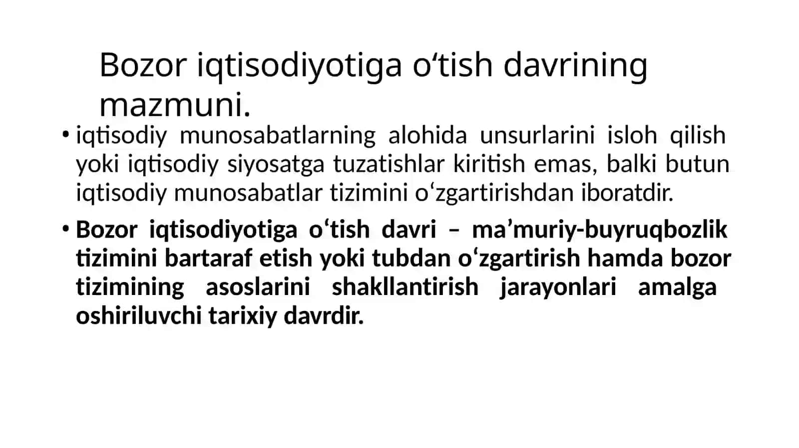Bozor iqtisodiyotiga o’tish 2