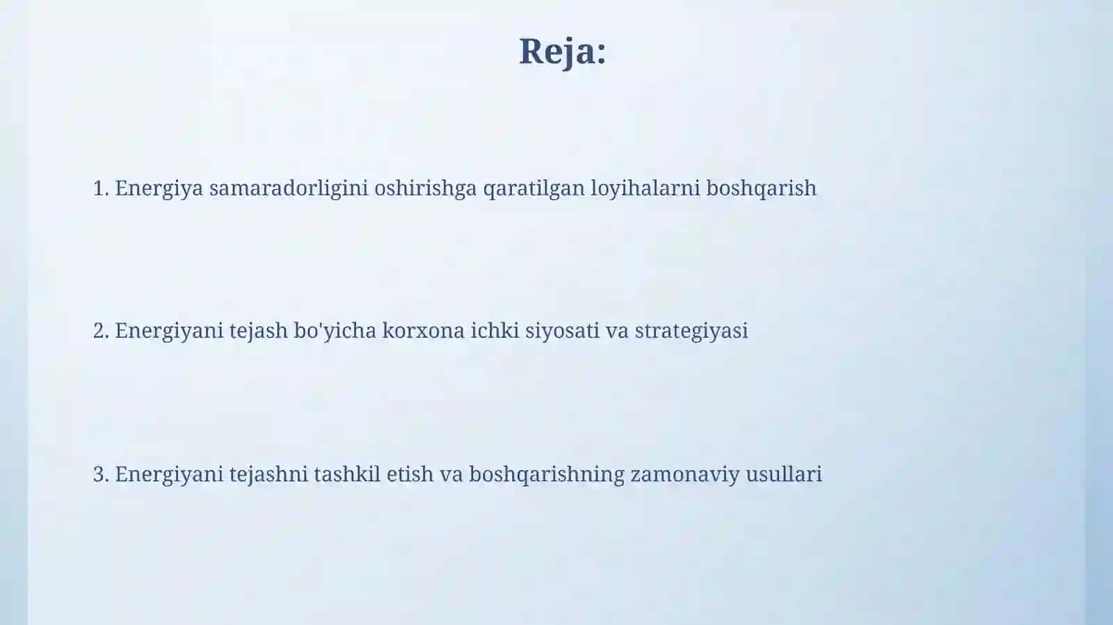 Energiyani tejashni tashkil etish va boshqarish 2