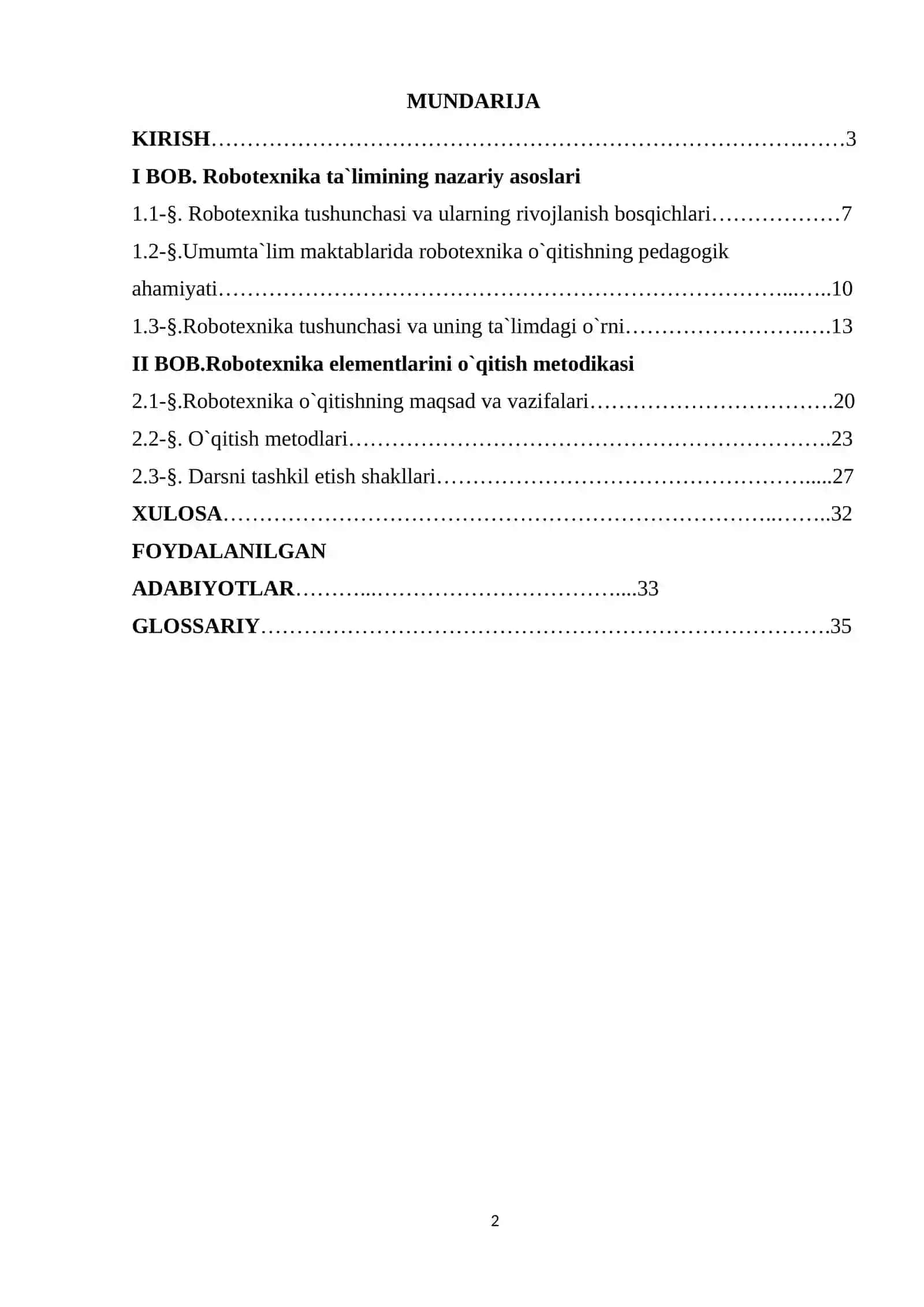 Robotexnika elementlarini umum ta`lim maktablarida o`qitish metodikasi 2