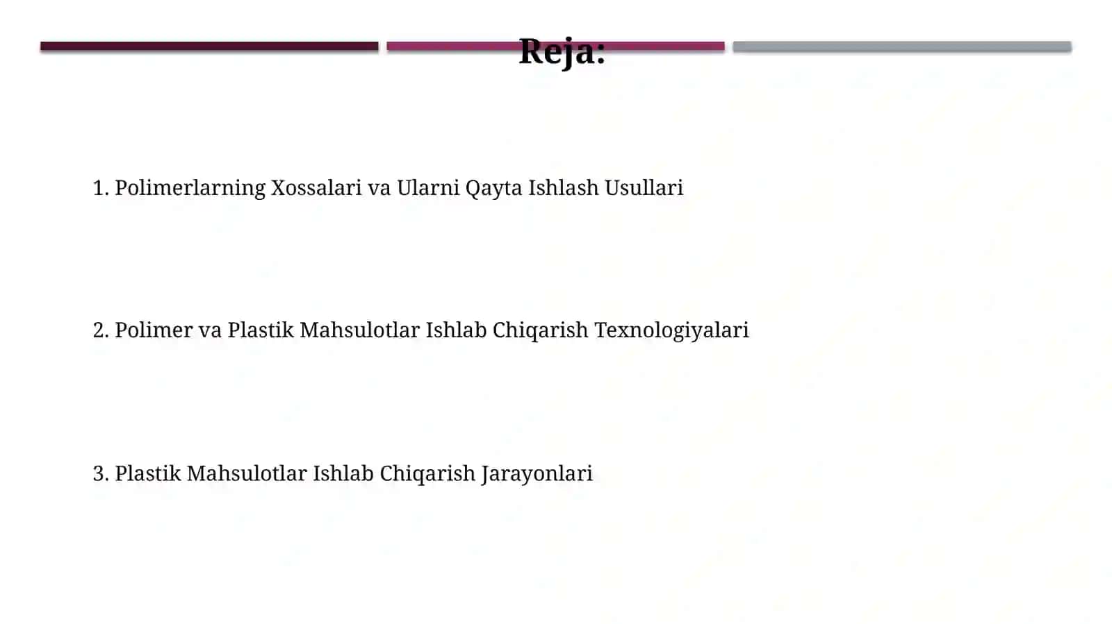 Polimerlar va plastmassalar maxsulotlari ishlab chiqarish texnologiyasi 2