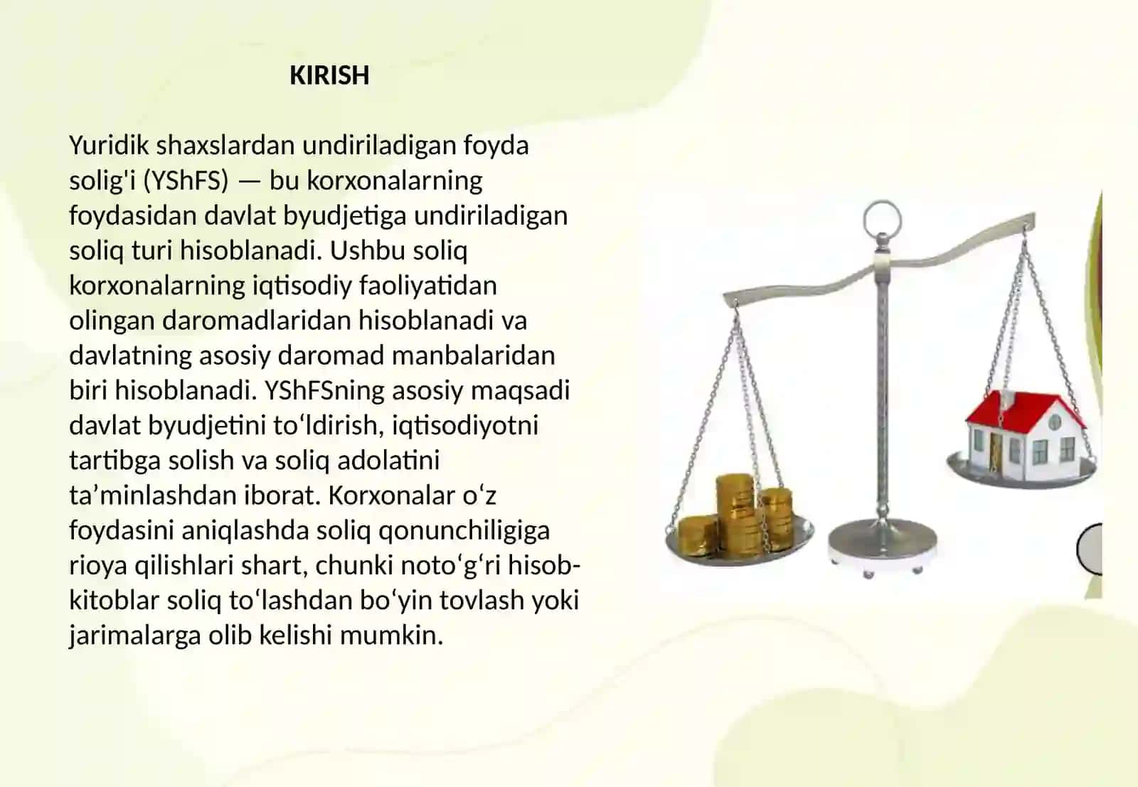 Yuridik shaxslardan undiriladigan foyda solig'ini hisoblash va byudjetga undirish tartibi 2