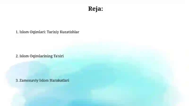 Islom dinida yuzaga kelgan oqimlar 2