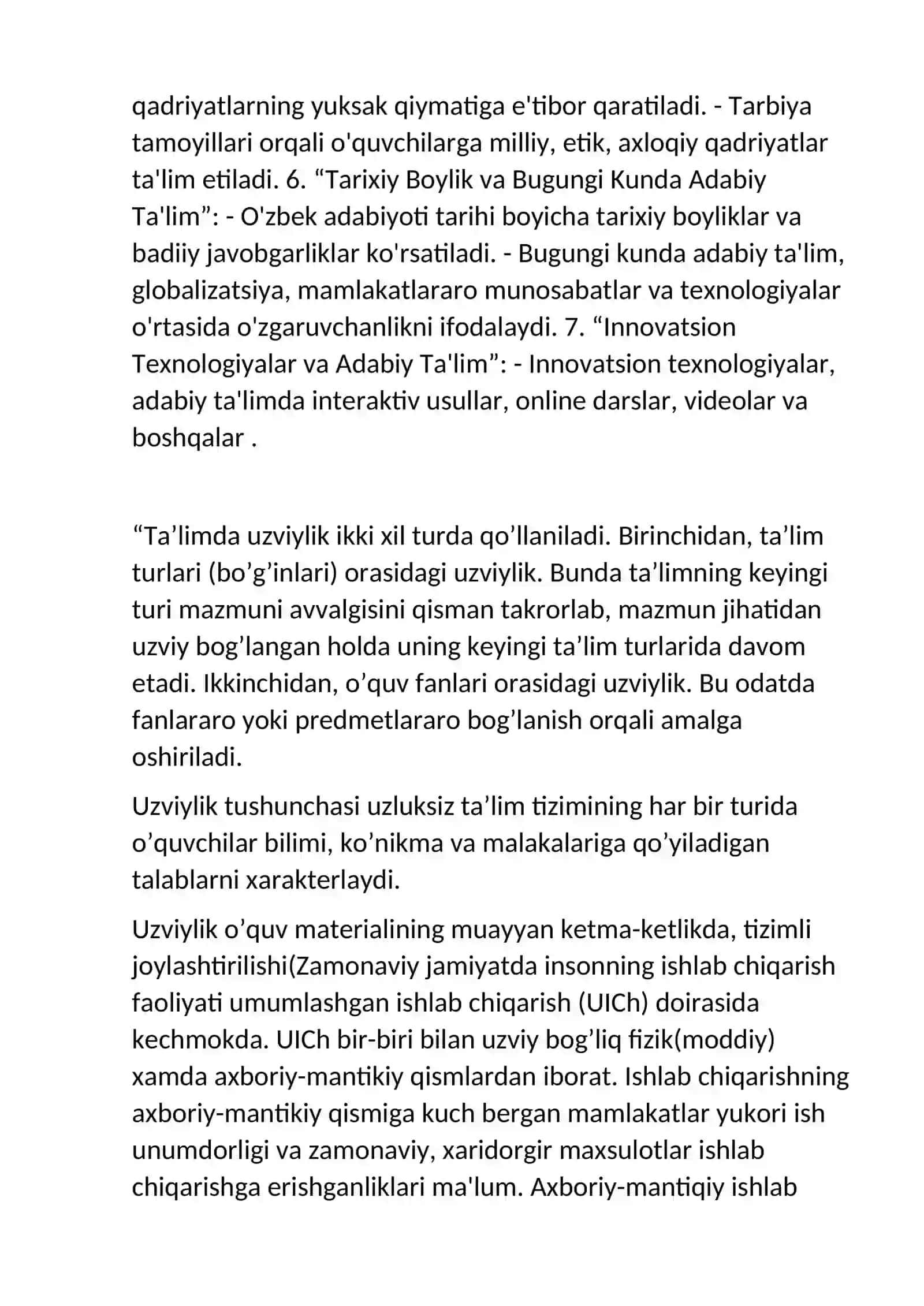 Adabiy ta'lim jarayonida uzviylik va uzluksizlik tamoyillari 2