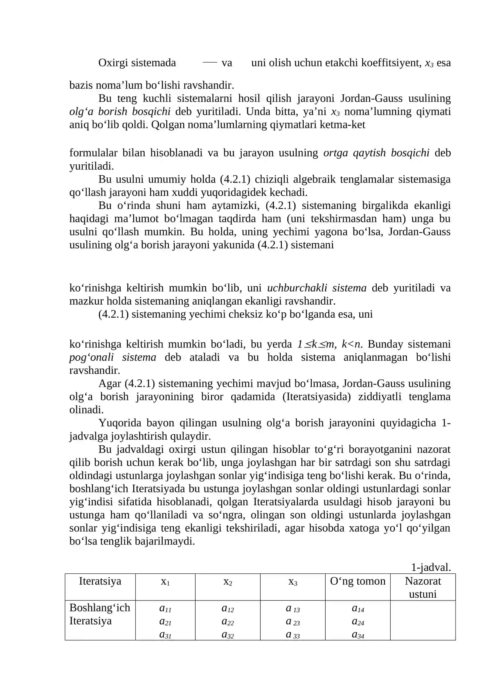 Jordan-Gauss usuli 2