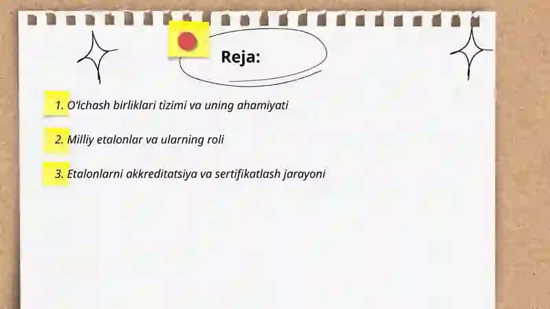 O‘lchashlar biriligini ta’minlash va etalonlar Qurbonov Jamshid 2
