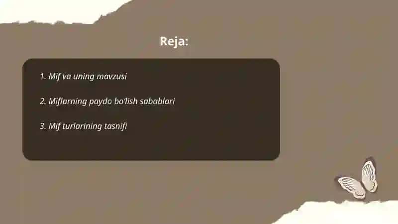 Mif va uning turlari. Afsona va rivoyatlar tahlili va tasnifi 2