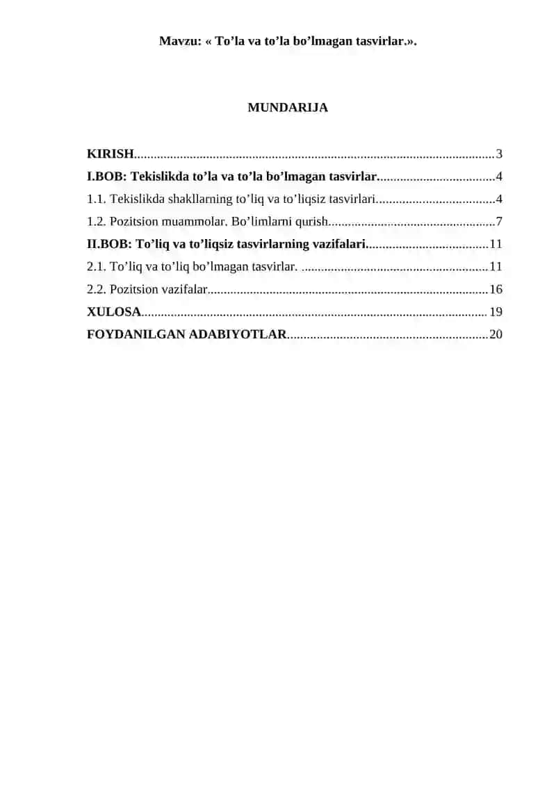 “To’la va to’la bo’lmagan tasvirlar” 2