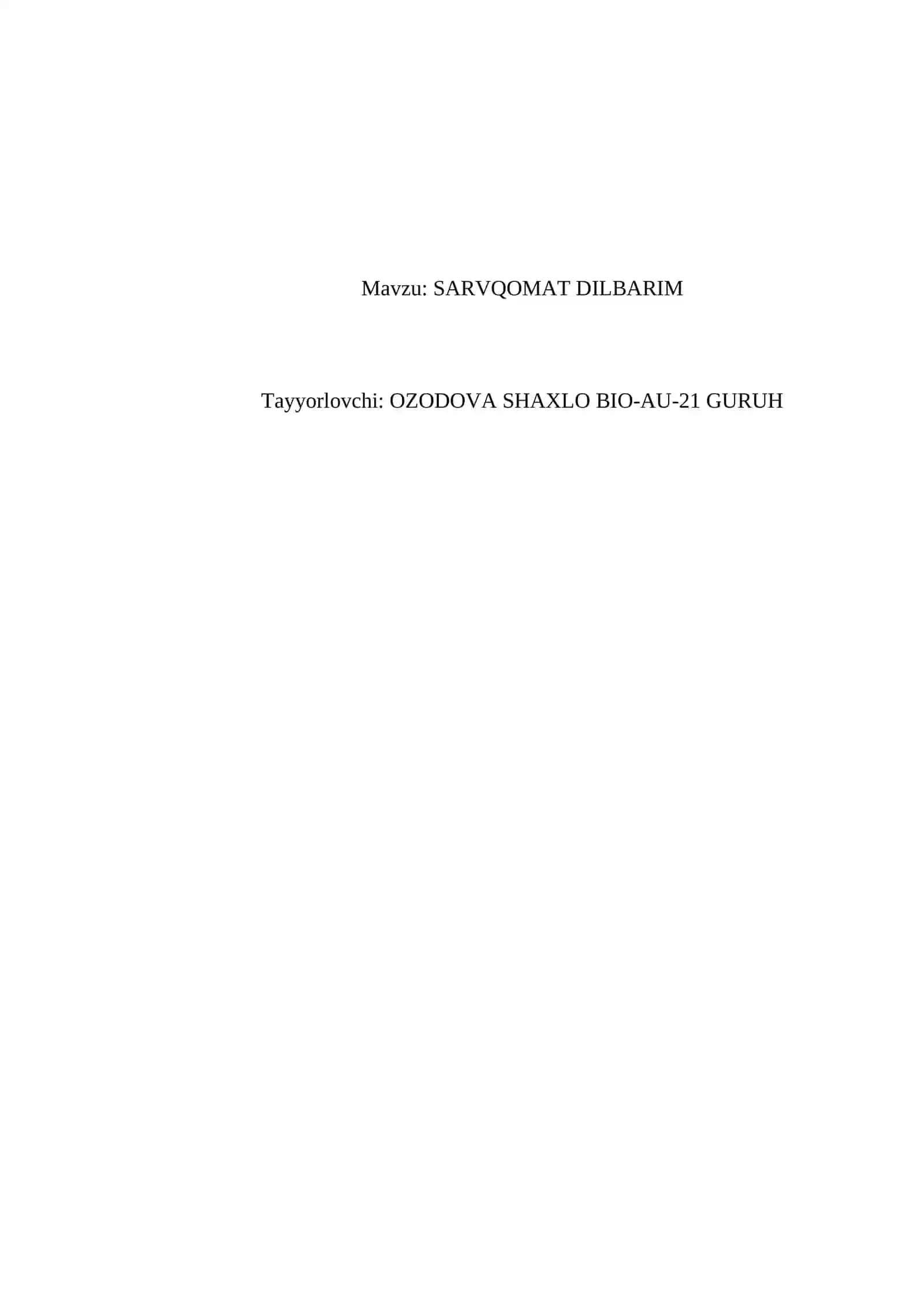 SARVQOMAT DILBARIM 2