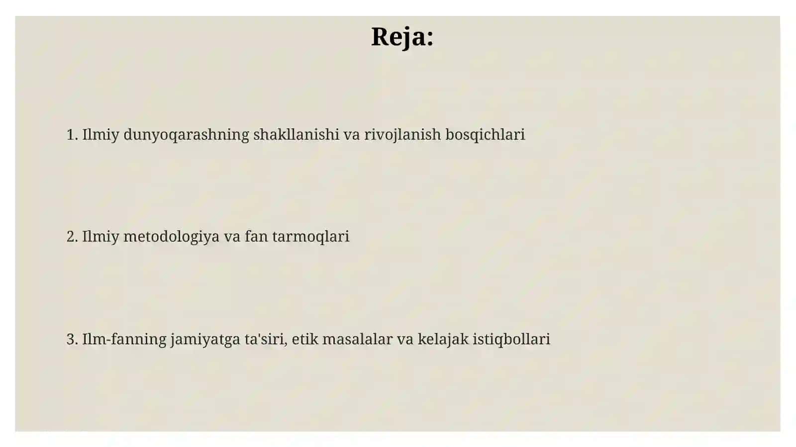 Dunyoning ilmiy manzarasivauning evolyutsiyasi 2