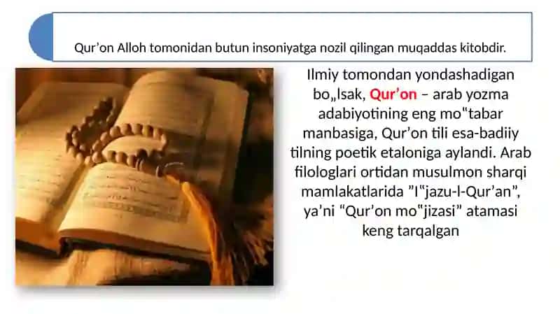 Mustaqillik yillarida Qur’onning o’zbek tiliga tarjima qilinishi va tafsirlari haqida 2