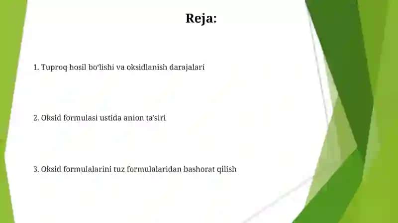 Tuzlar formulalarini tegishli oksidlar formulalari bilan bogʻliqligi 2