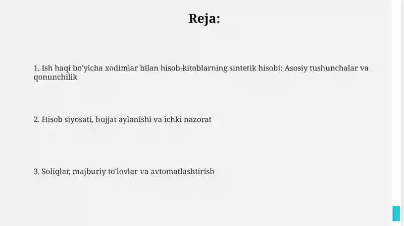 Mehnatga haq to'lash bo'yicha xodimlar bilan hisob-kitoblarning sintetik hisobi 2